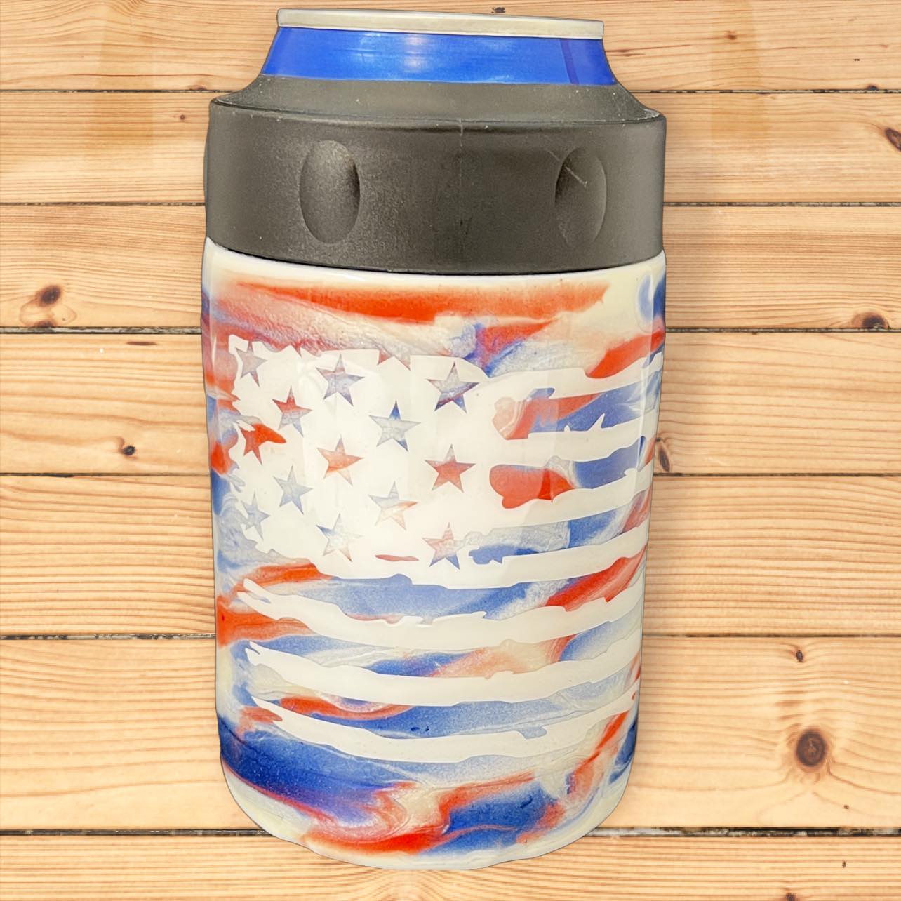 American Swirl Stainless Can Cooler