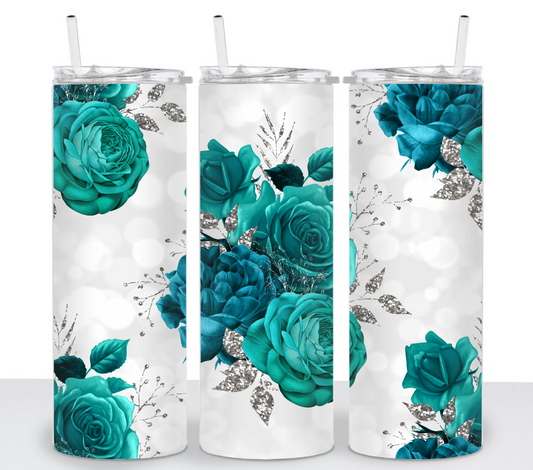 Teal Roses (white background)